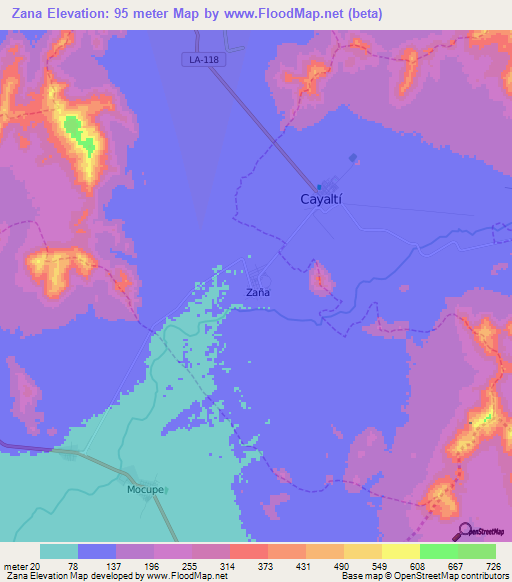 Zana,Peru Elevation Map