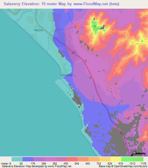 Salaverry,Peru Elevation Map