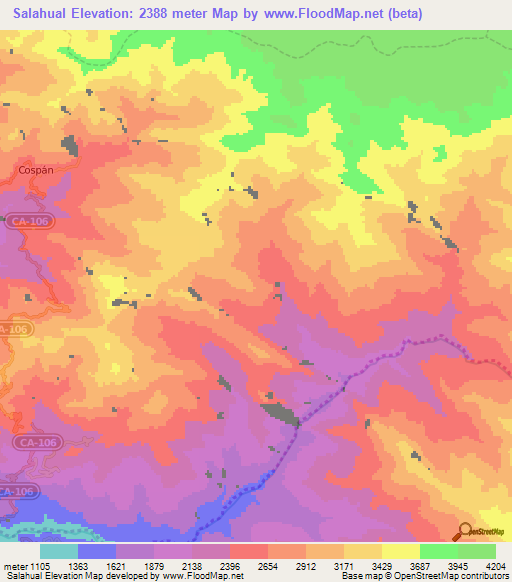 Salahual,Peru Elevation Map