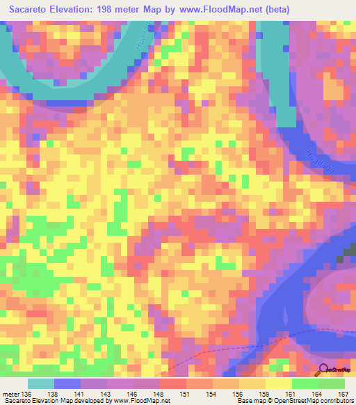 Sacareto,Peru Elevation Map