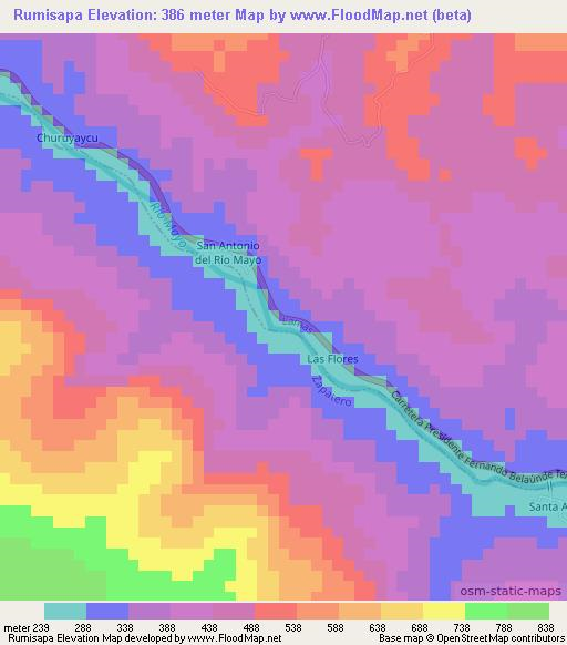 Rumisapa,Peru Elevation Map