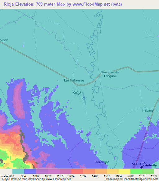 Rioja,Peru Elevation Map