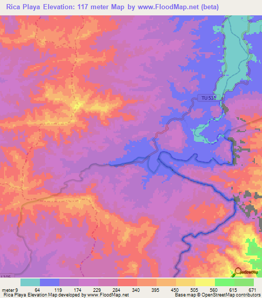Rica Playa,Peru Elevation Map