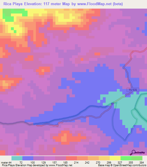 Rica Playa,Peru Elevation Map