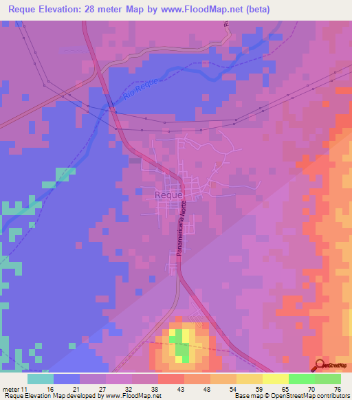 Reque,Peru Elevation Map