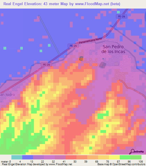 Real Engel,Peru Elevation Map