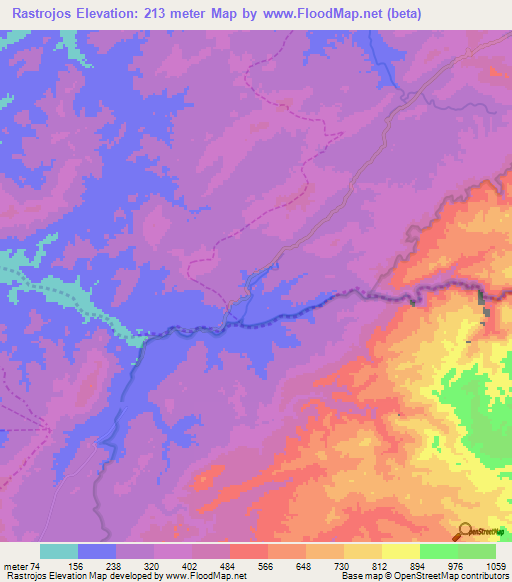 Rastrojos,Peru Elevation Map