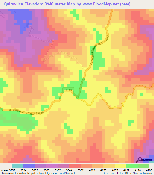 Quiruvilca,Peru Elevation Map