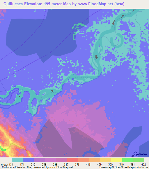 Quillucaca,Peru Elevation Map