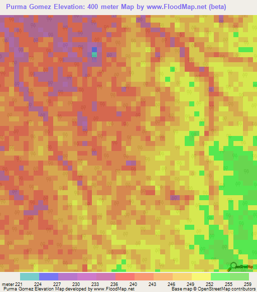 Purma Gomez,Peru Elevation Map