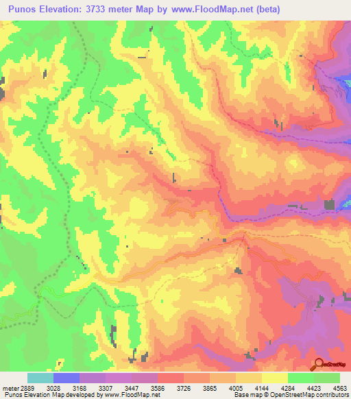 Punos,Peru Elevation Map