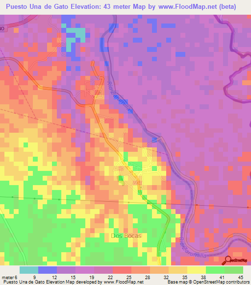 Puesto Una de Gato,Peru Elevation Map