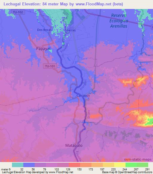 Lechugal,Peru Elevation Map