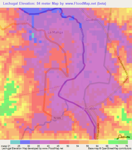Lechugal,Peru Elevation Map