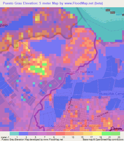 Puesto Grau,Peru Elevation Map