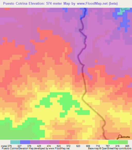 Puesto Cotrina,Peru Elevation Map