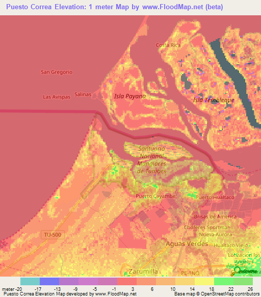 Puesto Correa,Peru Elevation Map