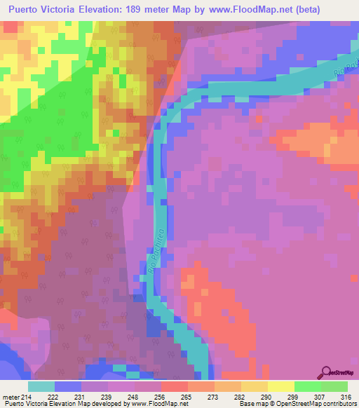 Puerto Victoria,Peru Elevation Map
