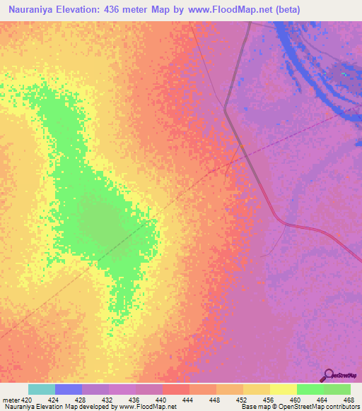 Nauraniya,Sudan Elevation Map