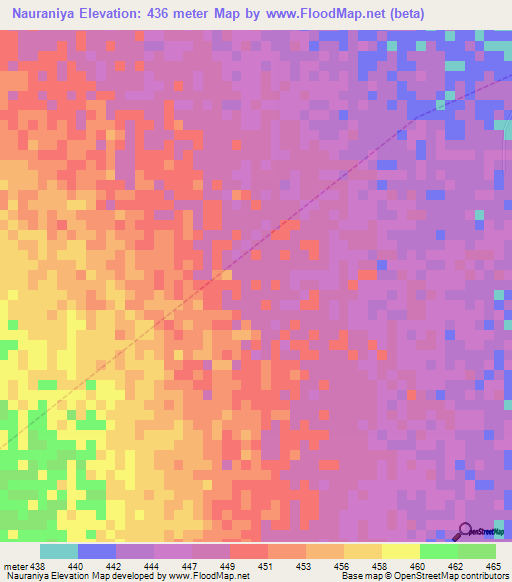 Nauraniya,Sudan Elevation Map