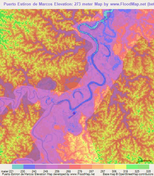 Puerto Estiron de Marcos,Peru Elevation Map