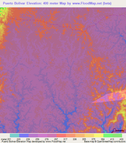 Puerto Bolivar,Peru Elevation Map