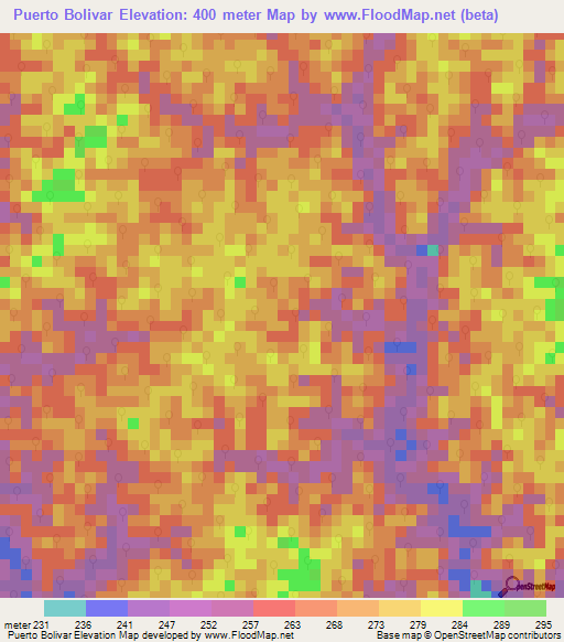 Puerto Bolivar,Peru Elevation Map