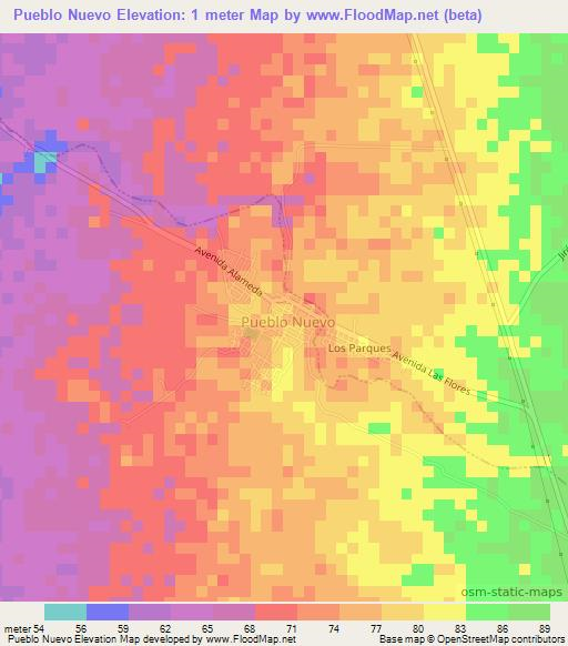 Pueblo Nuevo,Peru Elevation Map