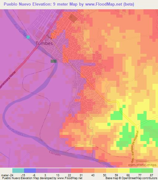 Pueblo Nuevo,Peru Elevation Map