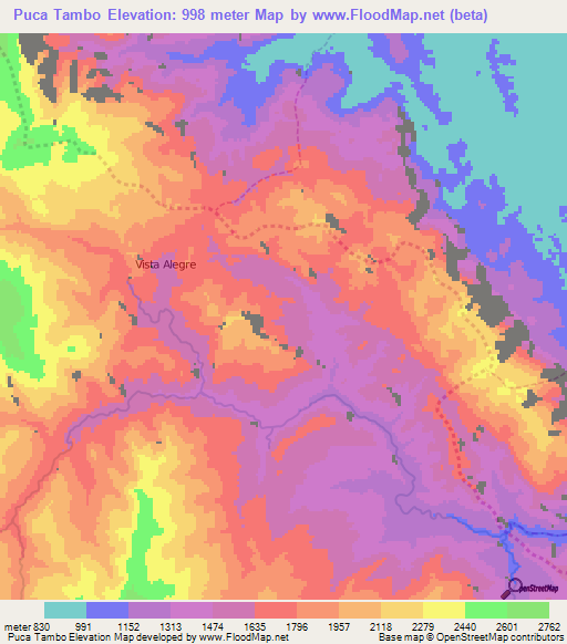 Puca Tambo,Peru Elevation Map