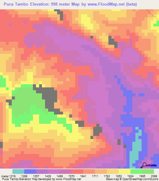 Puca Tambo,Peru Elevation Map