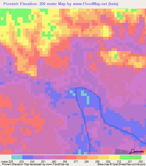 Porvenir,Peru Elevation Map