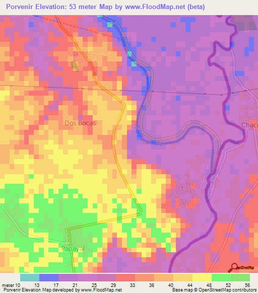 Porvenir,Peru Elevation Map