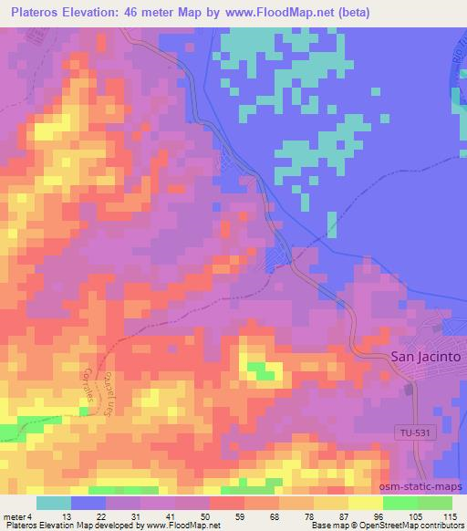 Plateros,Peru Elevation Map