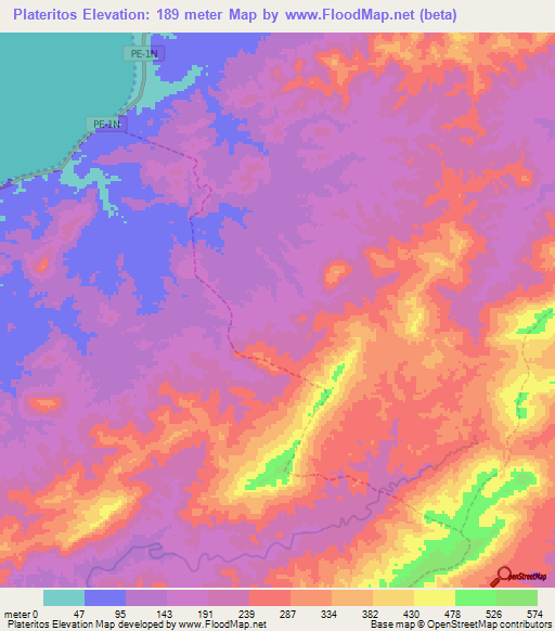 Plateritos,Peru Elevation Map