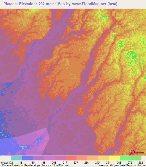 Platanal,Peru Elevation Map