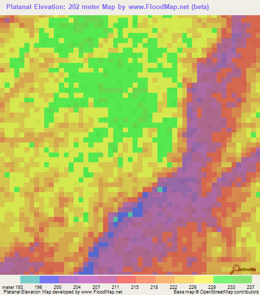 Platanal,Peru Elevation Map