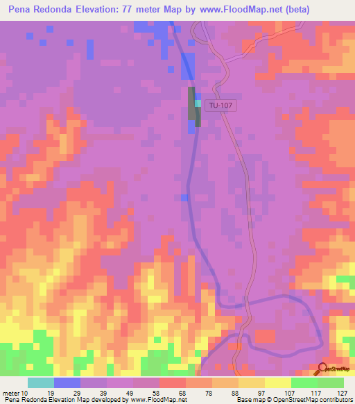 Pena Redonda,Peru Elevation Map