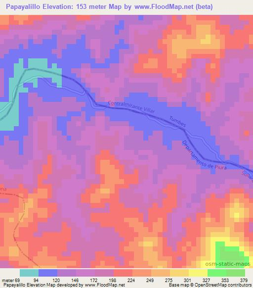 Papayalillo,Peru Elevation Map