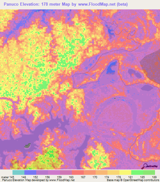 Panuco,Peru Elevation Map