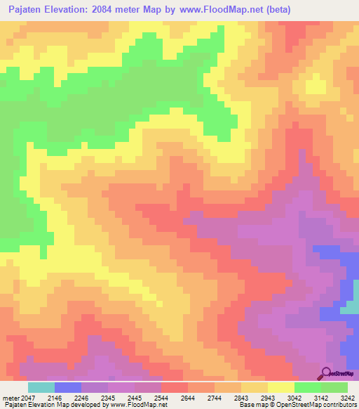 Pajaten,Peru Elevation Map