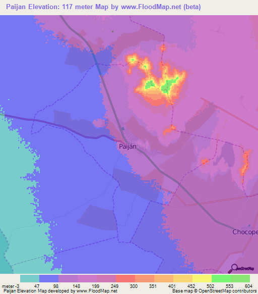 Paijan,Peru Elevation Map