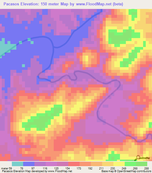 Pacasos,Peru Elevation Map