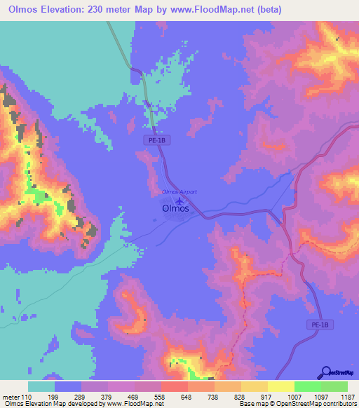 Olmos,Peru Elevation Map
