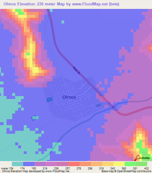Olmos,Peru Elevation Map
