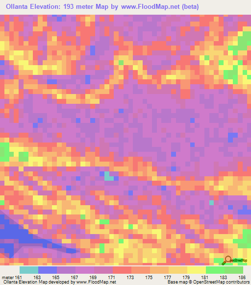 Ollanta,Peru Elevation Map