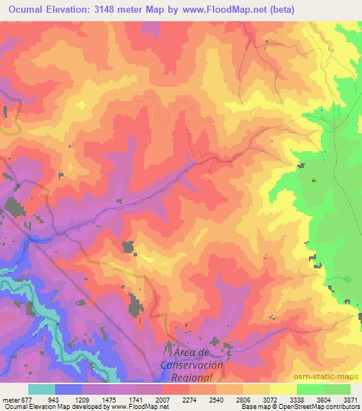 Ocumal,Peru Elevation Map