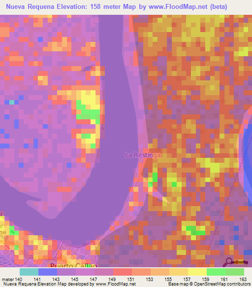 Nueva Requena,Peru Elevation Map