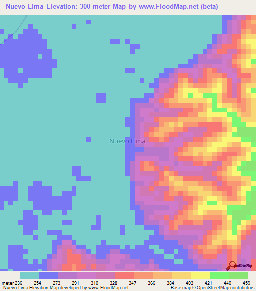 Nuevo Lima,Peru Elevation Map