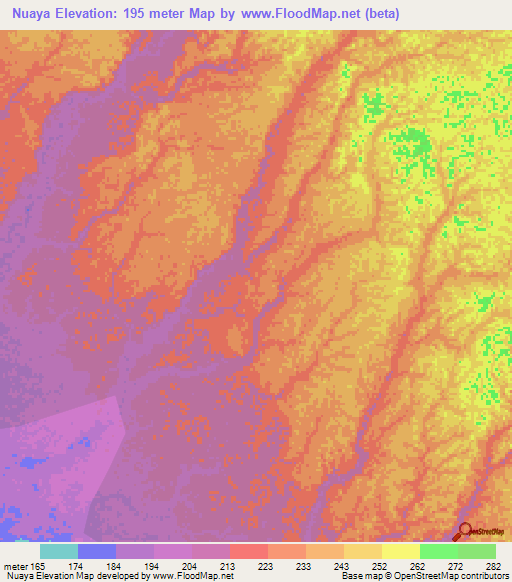 Nuaya,Peru Elevation Map